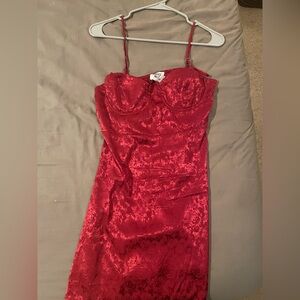 Princess Polly Red Floral Satin Dress